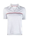 Three Stripes High Twist Rib Polo Shirt Grey - THOM BROWNE - BALAAN 1