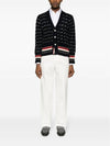 Donegal Cable Classic Wool Cardigan Navy - THOM BROWNE - BALAAN 3