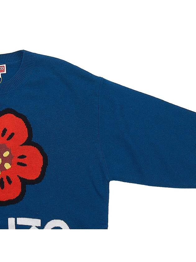 Boke Flower Merino Wool Knit Top Blue - KENZO - BALAAN 5