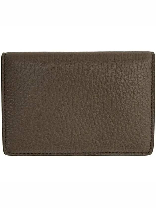 Maison Margiela 4bar stitch logo taupe khaki grain leather nonfold card holder - MAISON MARGIELA - BALAAN 3