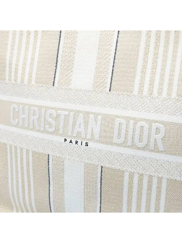 Beige color embroidered fabric book tote large bag - DIOR - BALAAN 4