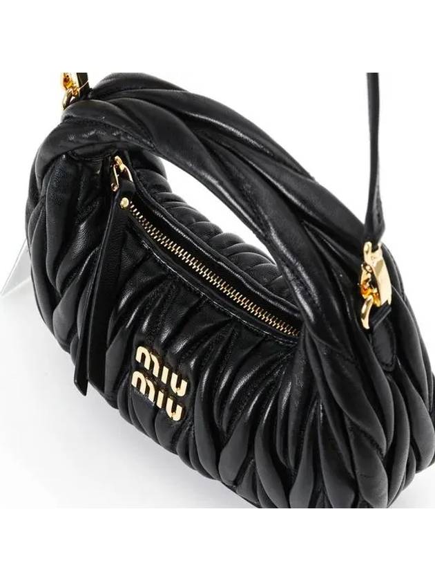 Wander Matelasse Nappa Leather Hobo Mini Bag Black - MIU MIU - BALAAN 6