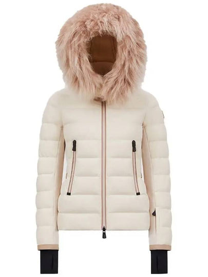 Women s Lamoura Hooded Shearling Short Down Padding White Ivory - MONCLER - BALAAN 2