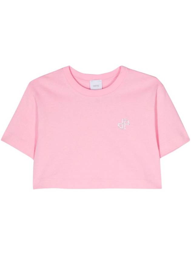 Logo Crop Cotton Short Sleeve T-Shirt Pink - PATOU - BALAAN 2