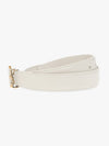 Monogram Buckle Leather Belt White - SAINT LAURENT - BALAAN 4