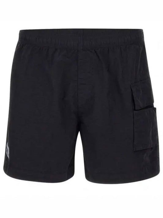 Flat Nylon Logo Patch Utility Swim Shorts Black - CP COMPANY - BALAAN 2