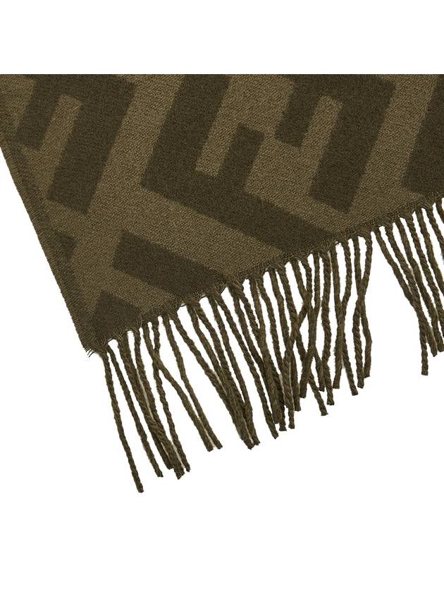 FF Motif Fringe Cashmere Scarf Green - FENDI - BALAAN 8