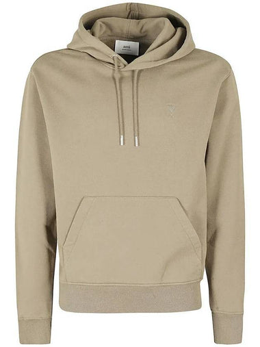 Mini Heart Logo Hoodie Taupe - AMI - BALAAN 1