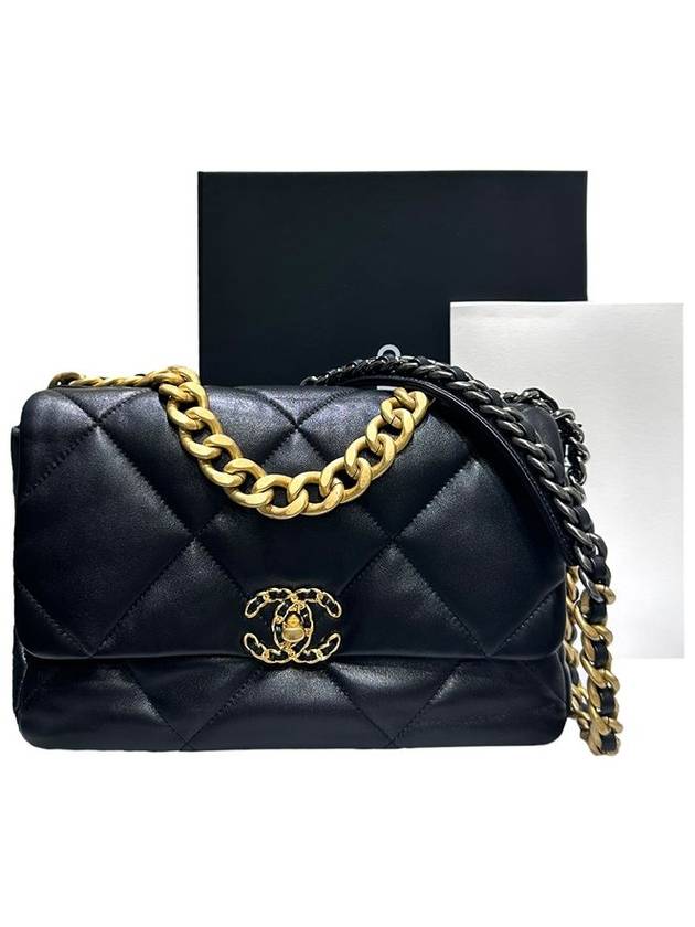 AS1161 Black Lambskin 19 Flap Bag Large Shoulder - CHANEL - BALAAN 10