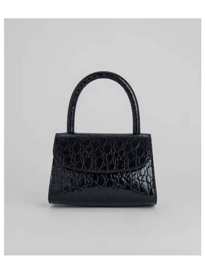 Circular Croco Embossed Mini Leather Tote Bag Black - BY FAR - BALAAN 2