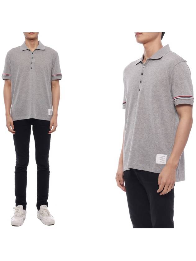 Lightweight Cotton Short Sleeve Polo Shirt Grey - THOM BROWNE - BALAAN 2