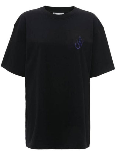 Embroidery Logo Cotton Short Sleeve T-Shirt Black - JW ANDERSON - BALAAN 1