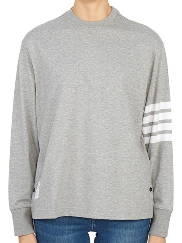 Engineered 4 Bar Medium Weight Jersey Oversized Long Sleeved T-Shirt Light Grey - THOM BROWNE - BALAAN 2