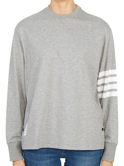 Engineered 4 Bar Medium Weight Jersey Oversized Long Sleeved T-Shirt Light Grey - THOM BROWNE - BALAAN 2