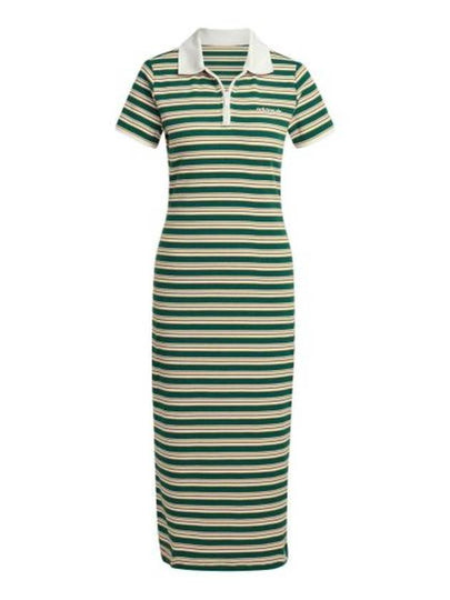 80S Striped Polo Midi Dress Green - ADIDAS - BALAAN 2