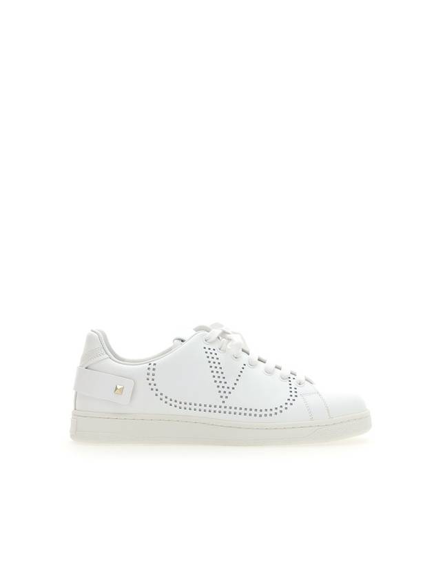 Men's Leather V Logo Backnet Low Top Sneakers White - VALENTINO - BALAAN 1