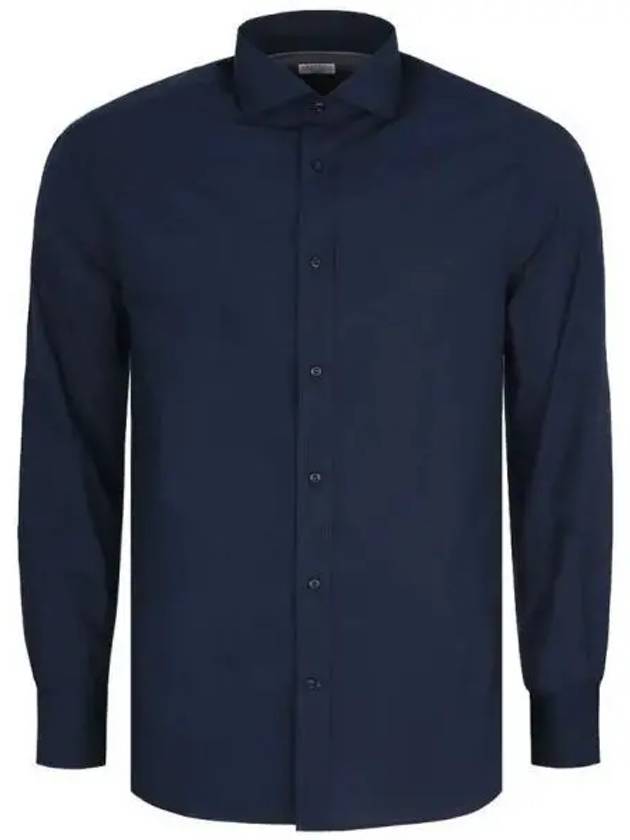 Poplin Navy Shirt 271537 - BRUNELLO CUCINELLI - BALAAN 1