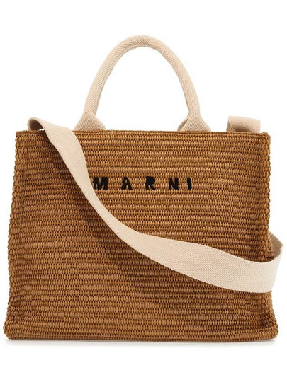 Small Raffia East West Tote Bag Brown - MARNI - BALAAN 2