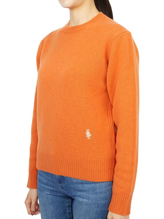 Embroidered Logo Crew Neck Wool Knit Top Orange - SPORTY & RICH - BALAAN 3