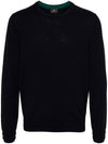 Small Logo Merino Wool Knit Top Navy - PAUL SMITH - BALAAN 1