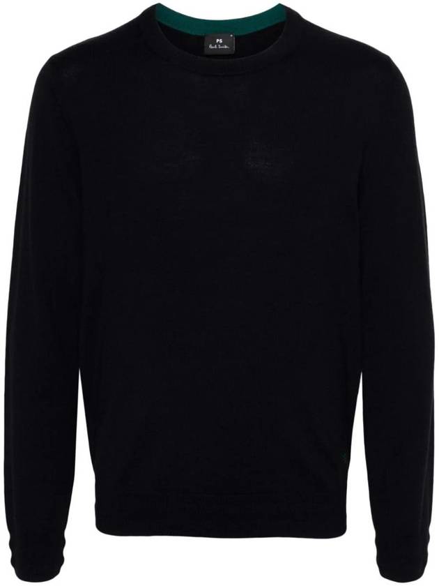 Small Logo Merino Wool Knit Top Navy - PAUL SMITH - BALAAN 1