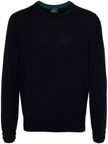 Small Logo Merino Wool Knit Top Navy - PAUL SMITH - BALAAN 1