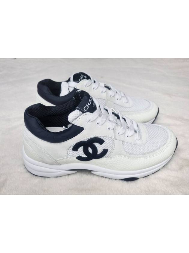 CC Logo Suede Tennis Low Top Sneakers Black - CHANEL - BALAAN 3