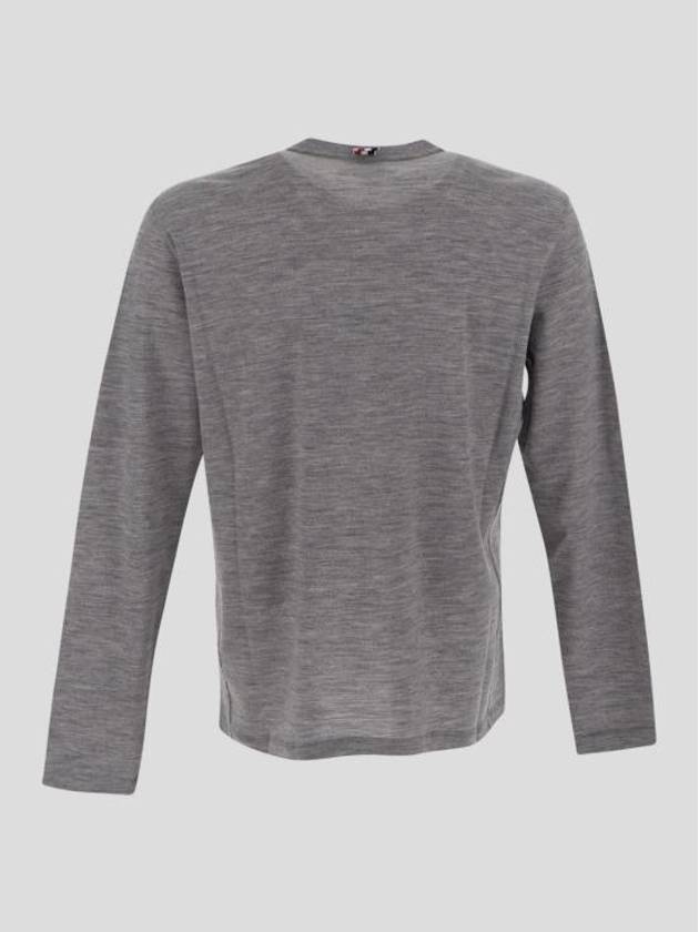 Wool Jersey 4-Bar Long Sleeve T-Shirt Light Grey - THOM BROWNE - BALAAN 3