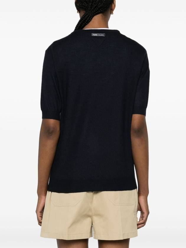 Cashmere crew neck knit top navy - PRADA - BALAAN 5