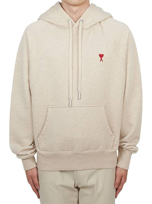 Embroidered Logo Organic Cotton Hoodie Beige - AMI - BALAAN 2