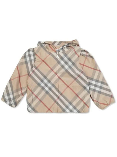 Kids Check Hooded Zip-Up Jacket Pale Stone - BURBERRY - BALAAN 2