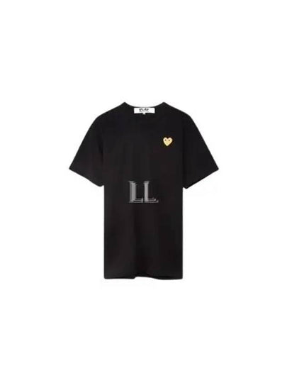 Gold Heart Wappen Short Sleeve T-Shirt Black - COMME DES GARCONS PLAY - BALAAN 2