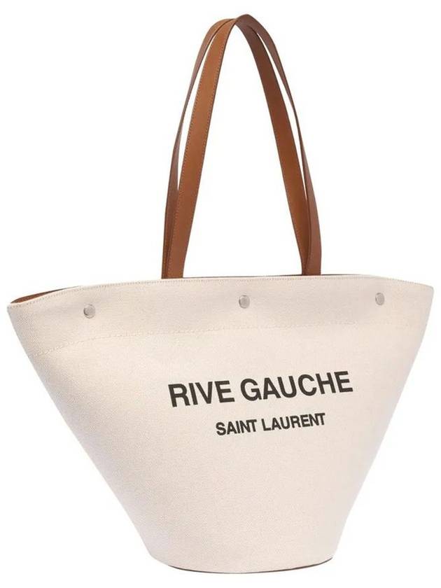 Rive Gauche Canvas Tote Bag Beige - SAINT LAURENT - BALAAN 4