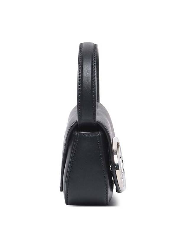 1DR Round Logo Leather Mini Shoulder Bag Black - DIESEL - BALAAN 5