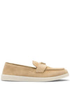 Triangle Logo Suede Leather Loafers Beige - PRADA - BALAAN 2