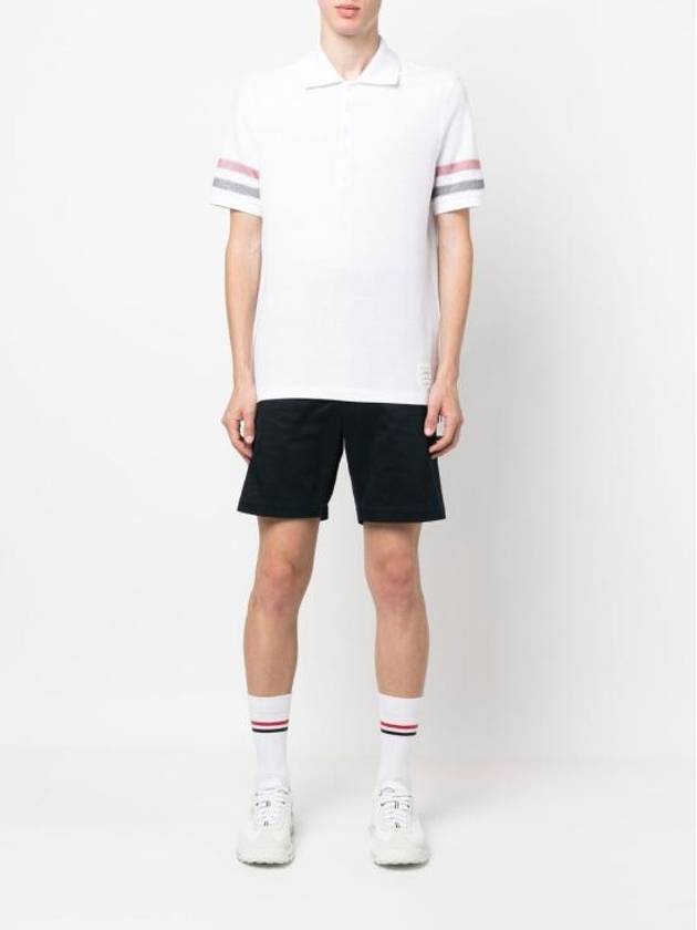 Men's RWB Stripe Cotton Polo Shirt White - THOM BROWNE - BALAAN 5