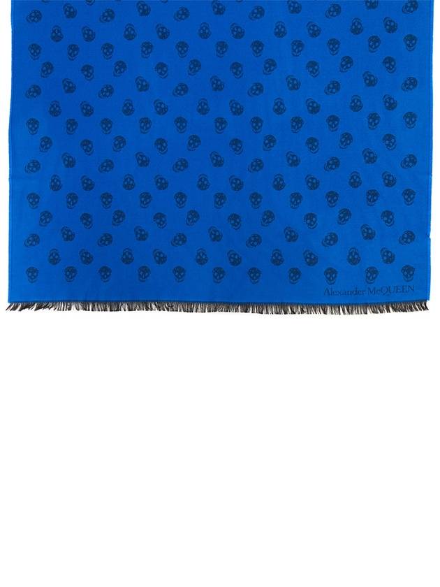 Skull Print Wool Silk Muffler Blue - ALEXANDER MCQUEEN - BALAAN 8