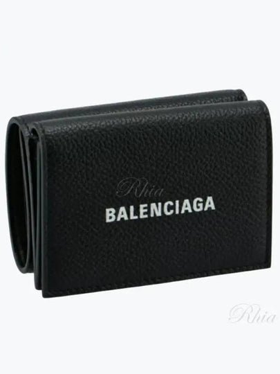 Logo Print Tri-Fold Half Wallet Black - BALENCIAGA - BALAAN 2