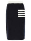 Double Face Merino 4 Bar A Line Skirt Navy - THOM BROWNE - BALAAN 1