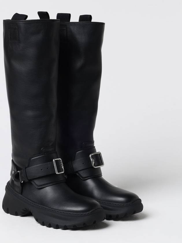 Stomp Leather Long Boots Black - BURBERRY - BALAAN 3