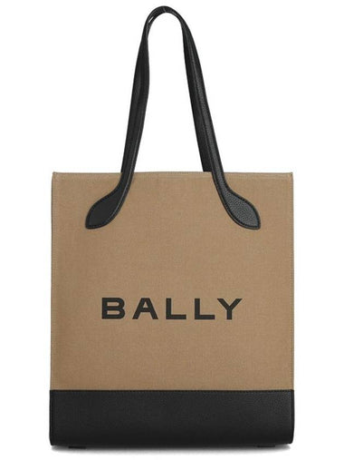 Bar Logo Print Tote Bag Sand - BALLY - BALAAN 1