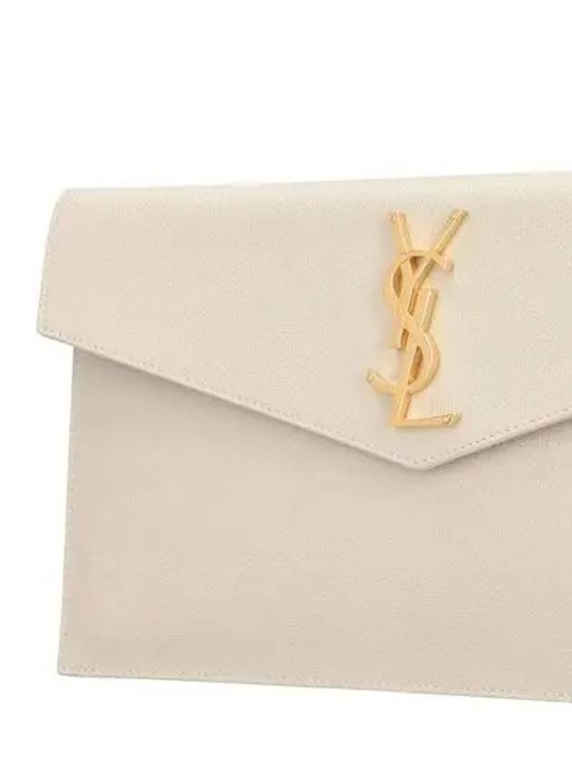 Uptown Grain de Poudre Embossed Leather Clutch Bag Blanc Vintage - SAINT LAURENT - BALAAN 3