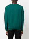 Embroidered Logo Crew Neck Sweatshirt Green - SAINT LAURENT - BALAAN 4