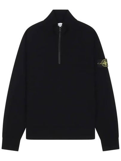 Half Zip-Up Stretch Wool Knit Top Black - STONE ISLAND - BALAAN 2