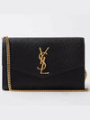 Monogram Uptown Chain Embossed Leather Long Wallet Black - SAINT LAURENT - BALAAN 2