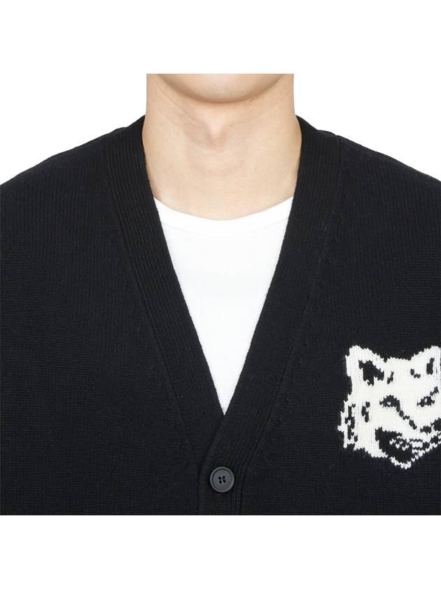 Fox Head Intarsia Comfort Cardigan Black - MAISON KITSUNE - BALAAN 6