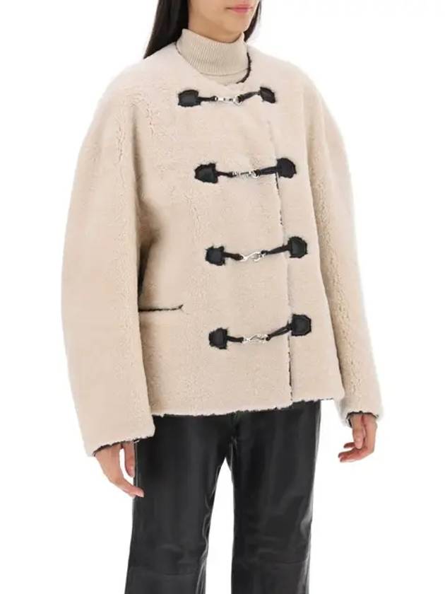 Women Teddy Shearling Jacket Cream - TOTEME - BALAAN 3