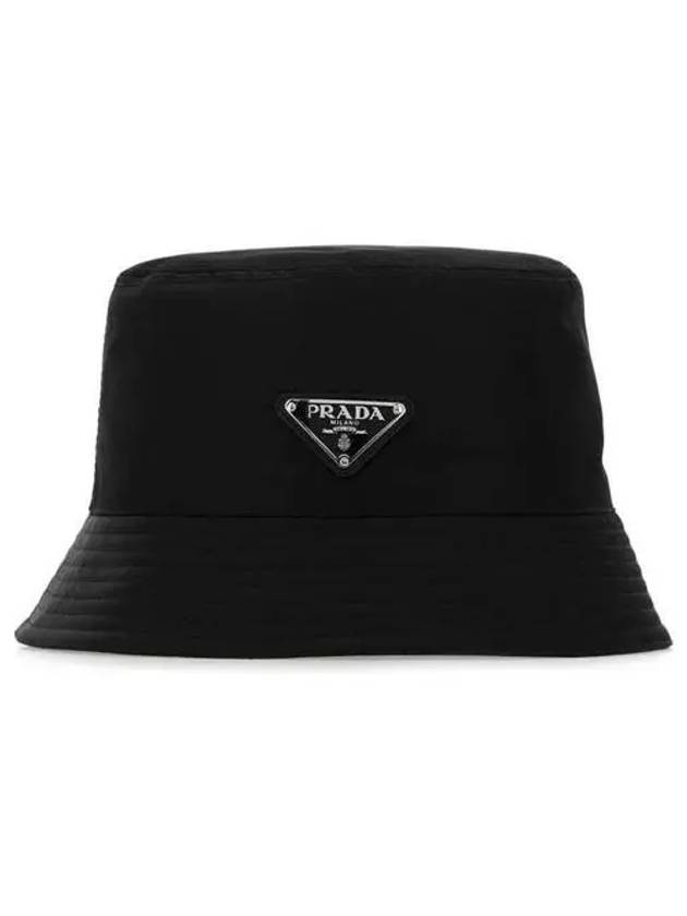 Triangle Logo Re-nylon Bucket Hat Black - PRADA - BALAAN 3
