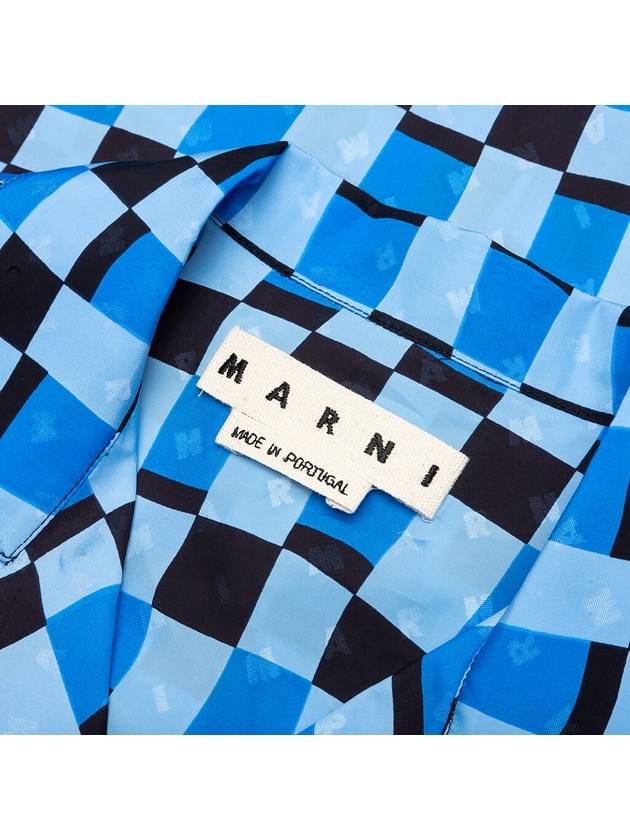 Check Pattern Bowling Short Sleeve Shirt Blue - MARNI - BALAAN 4