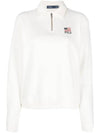 Logo Print Half Zip Up Cotton Sweatshirt Ivory - POLO RALPH LAUREN - BALAAN 1